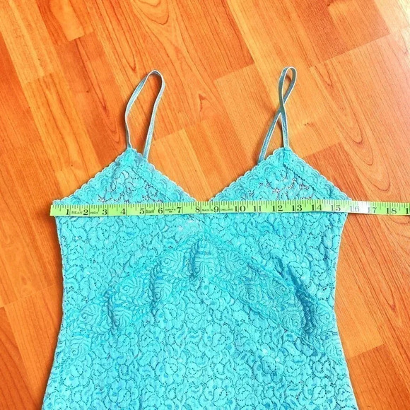VINTAGE Enchanted Aqua Floral Lace‎ Camisole, Size Large (measures small) - Picture 5 of 7